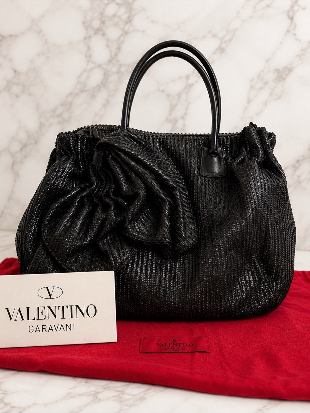 Valentino Garavani Black Bow Tote Handbag Designer Bag w/ Dust Bag